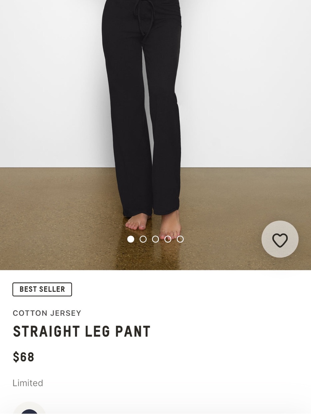 Straight Leg Cotton Jersey Pants - soot